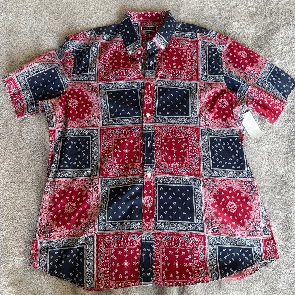 Club Room Americana Short-sleeve button-down shirt. Bandana Print